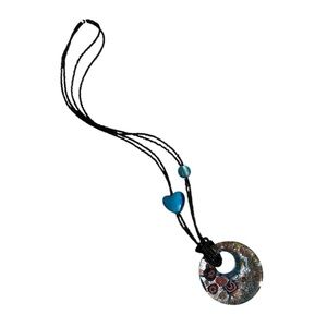 Artisan Blue and Black Pendant Necklace
